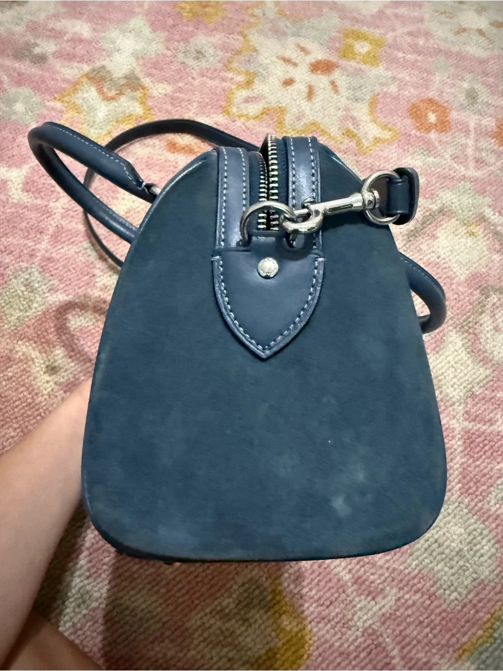 Coach Rowan Satchel Pebbled Leather Silver/Denim Crossbody CM102